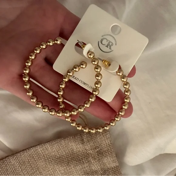 Gold bubble hoop earrings - Picture 3 of 7